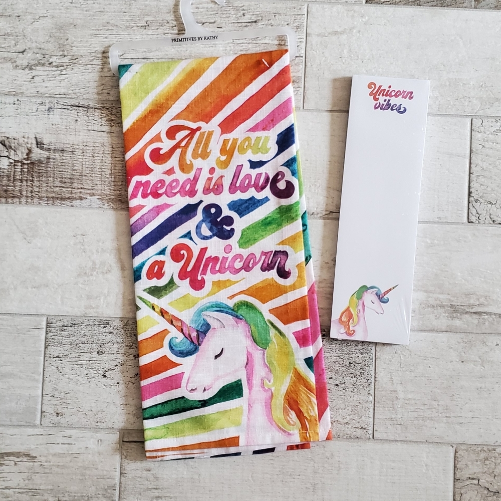 Unicorn Vibes Rainbow Notepad and Love Hand Towel